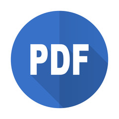 pdf blue flat desgn icon with shadow on white background