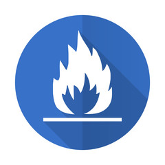 flame blue flat desgn icon with shadow on white background