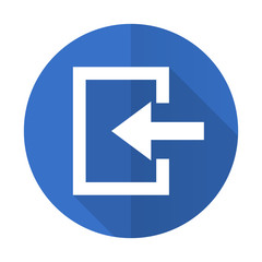 enter blue flat desgn icon with shadow on white background