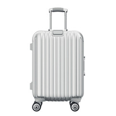 Silver suitcase for travel, front view - 96197114