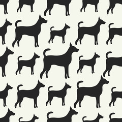 Animal seamless pattern of dog silhouettes