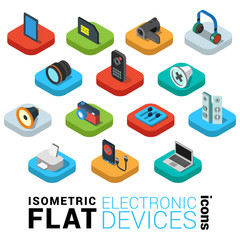 Electronics devices web mobile app flat 3d infographics icon