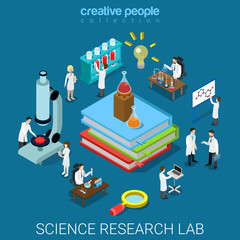 Flat 3d vector science chemical pharmaceutical research lab