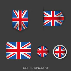 UK flag ribbon vector set