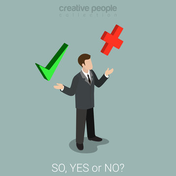 Flat 3d Isometric Vector Yes Or No Choice Business Check Mark