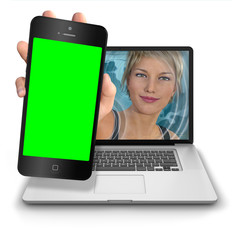 Computer Girl With Green Screen iPhone