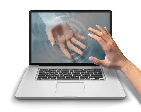 Reaching for Helping Hand Laptop Computer