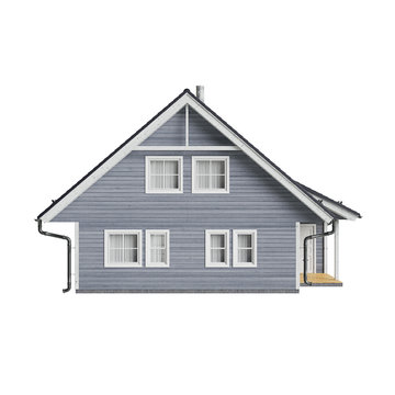 House cottage high roof, front view