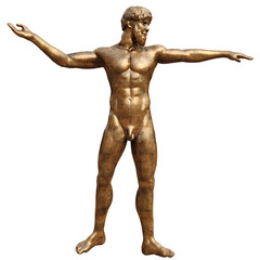 Bronze statue man, front view
