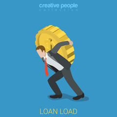 Loan load burden financial business coin flat 3d vector isometry