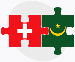 Obraz premium Switzerland and Mauritania Flags