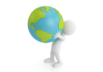 3d man holding Earth with his hands. 3d image