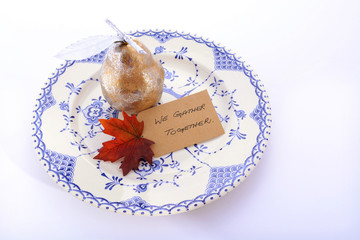 Blue, White and Gold Thanksgiving Table