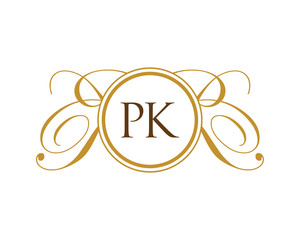 PK Luxury Ornament Initial Logo - obrazy, fototapety, plakaty