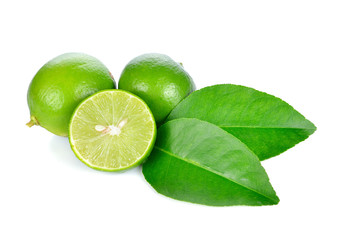 lime fruit isolated on white background.