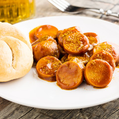 Currywurst - fried sausage with ketchup