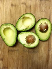 Avocados on a cutting board