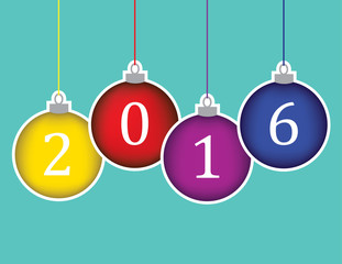 happy new year 2016 concept, 2016 written on colorful christmas