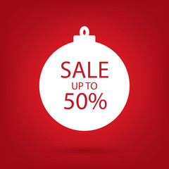 christmas sale sticker tag, up to 50 percent discount