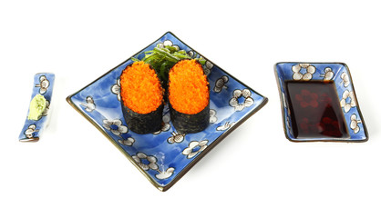 Sushi on white background