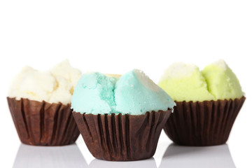 Thai steamed cup cake isolate on white