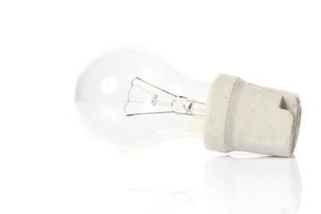incandescent lighted bulb isolated on pure white background