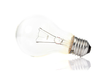 incandescent lighted bulb isolated on pure white background