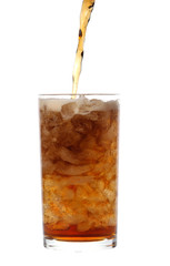 Cold soda iced drink in a glasses isolate on white