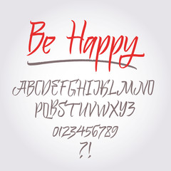 Alphabet letters uppercase and numbers. Elegant writing. Vector alphabet. Hand drawn letters. 