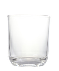 Empty drinking glass cup on white background.