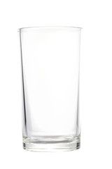 Empty drinking glass cup on white background.
