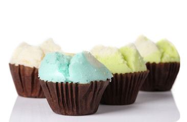 Thai steamed cup cake isolate on white