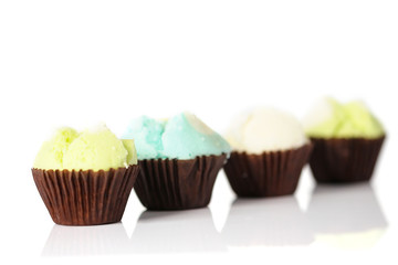 Thai steamed cup cake isolate on white