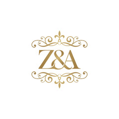 Z&A Initial logo. Ornament ampersand monogram golden logo - obrazy, fototapety, plakaty