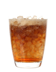 Cold soda iced drink in a glasses isolate on white