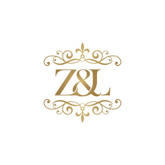 Z&L Initial logo. Ornament ampersand monogram golden logo