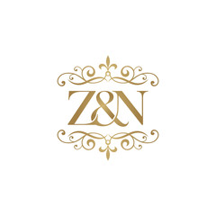 Z& Initial logo. Ornament ampersand monogram golden logo