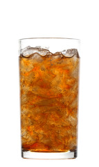 Cold soda iced drink in a glasses isolate on white