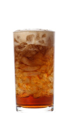 Cold soda iced drink in a glasses isolate on white