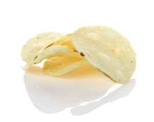 Potato chips  isolated on white