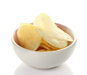 Potato chips  isolated on white