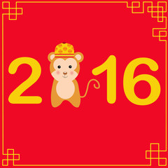 Happy Chinese New Year 2016 with monkey kids vector illustration