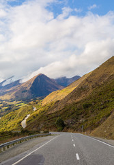 beautiful road and mountain landscape in New Zealand