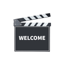 WELCOME, message on slate film  with clipping path