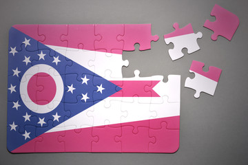 Fototapeta na wymiar puzzle with the flag of ohio state