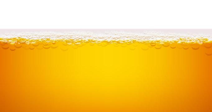Beer and beer foam on white