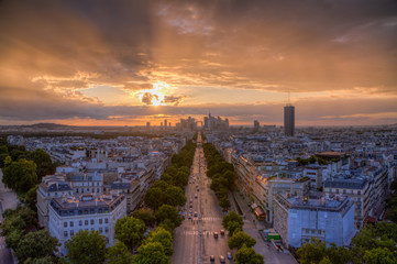 Sunset over La Defense, Paris