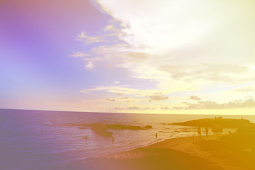Fototapeta na wymiar colorful beach, filter color