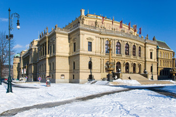 Fototapeta na wymiar neo-renaissance concert hall Rudolfinum, Old town district in Prague, Czech republic