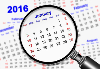 Magnifying Glass calendar 2016 - January